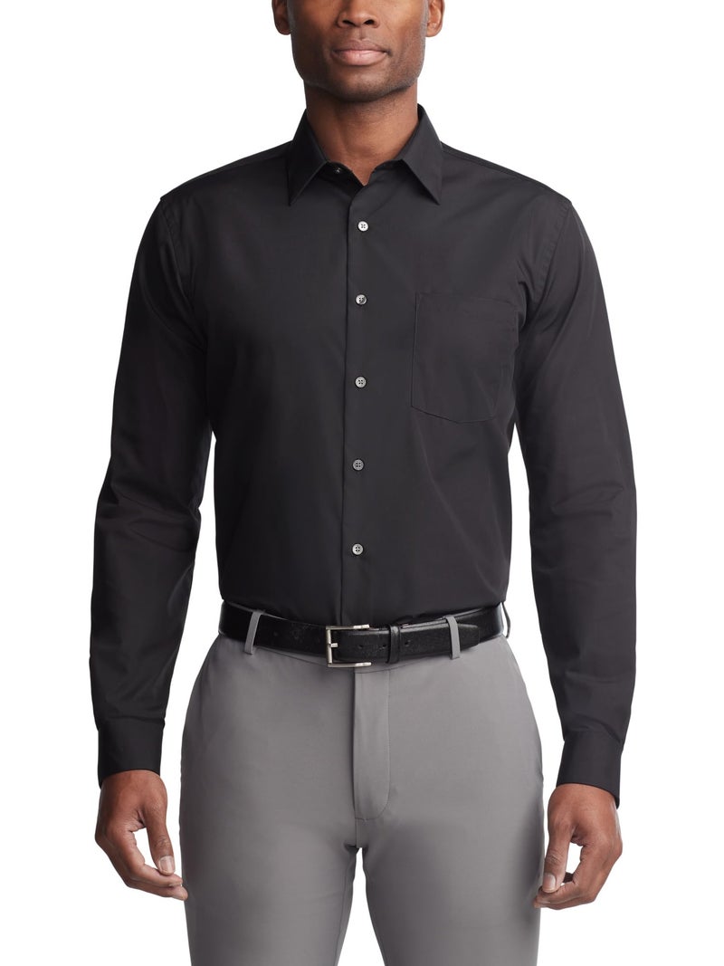 Van Heusen Men's Dress Shirt Regular Fit Poplin Solid, Black, 15.5" Neck 36"-37" Sleeve - Image 1